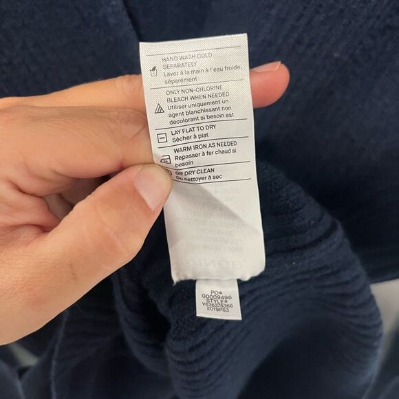 VINCE Navy Ribbed V Neck Wool Cashmere Blend Cardigan Sweater M - Picture 5 of 6